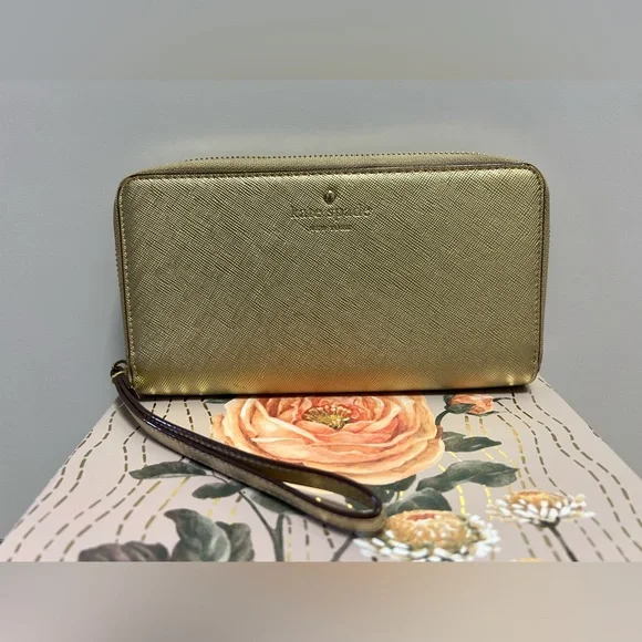 Kate Spade Storybook Gold Wallet EUC - Picture 1 of 10